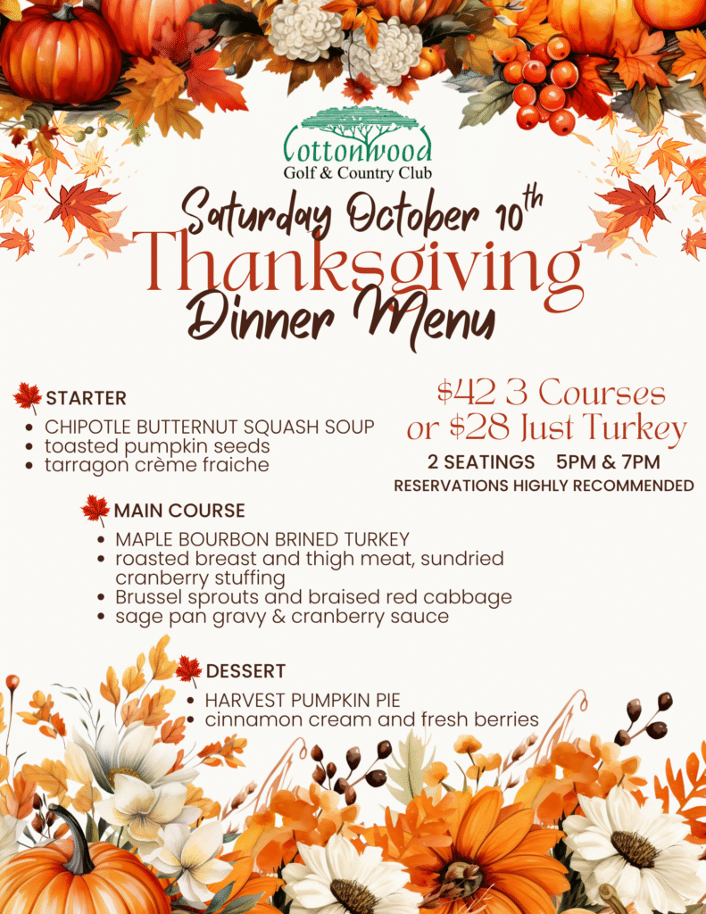 2026 REV Thanksgiving dinner Menu